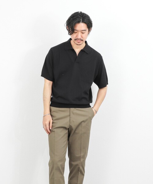 NOLLEY’S（ノーリーズ）の「ウォッシャブル 強撚シルクコットン 成型スキッパーニットポロ 26SS（ニット/セーター・メンズ・パープル/モカ/オレンジ/ブラック・L/M/S）」の6枚目の写真