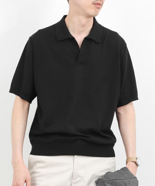 NOLLEY’S（ノーリーズ）の「ウォッシャブル 強撚シルクコットン 成型スキッパーニットポロ 26SS（ニット/セーター・メンズ・パープル/モカ/オレンジ/ブラック・L/M/S）」の8枚目の写真