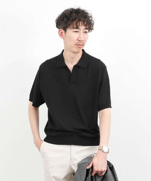 NOLLEY’S（ノーリーズ）の「ウォッシャブル 強撚シルクコットン 成型スキッパーニットポロ 26SS（ニット/セーター・メンズ・パープル/モカ/オレンジ/ブラック・L/M/S）」の10枚目の写真