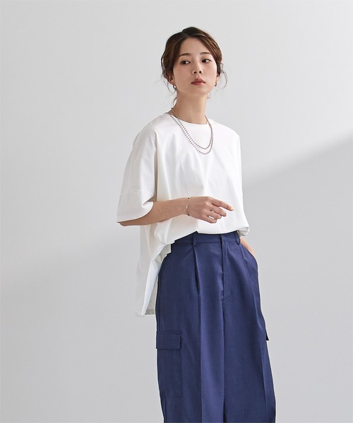 UR'S(ユアーズ)の「【接触冷感】エコオーバーTee(Tシャツ/カットソー・レディース・オフホワイト/ブラック/チャコール・L/M/S)」の20枚目の写真