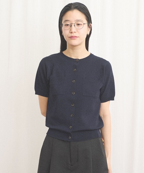 fig Ｌondon（フィグロンドン）の「no collar knit（ニット/セーター・レディース・グレー/ネイビー/ベージュ・FREE）」の3枚目の写真