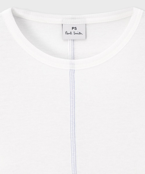 PS Paul Smith(ピーエスポールスミス)の「ウィメンズ コントラストステッチ リブ 長袖カットソー / 165430 J387R(Tシャツ/カットソー・レディース・ホワイト/ダークグリーン/ダークインディゴブルー・MEDIUM)」の4枚目の写真