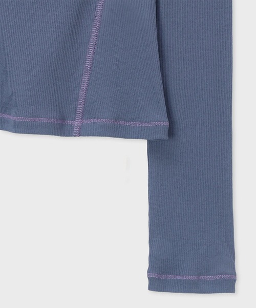 PS Paul Smith(ピーエスポールスミス)の「ウィメンズ コントラストステッチ リブ 長袖カットソー / 165430 J387R(Tシャツ/カットソー・レディース・ホワイト/ダークグリーン/ダークインディゴブルー・MEDIUM)」の9枚目の写真