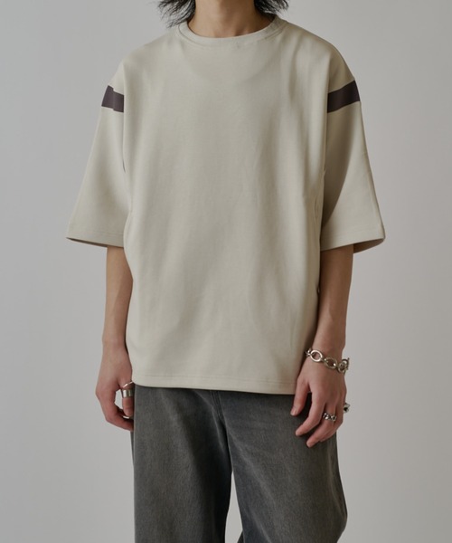 Lui's（ルイス）の「切替ポンチショートスリーブTシャツ（Tシャツ/カットソー・メンズ・ライトグレー/ブラック/ブルー・FREE）」の2枚目の写真