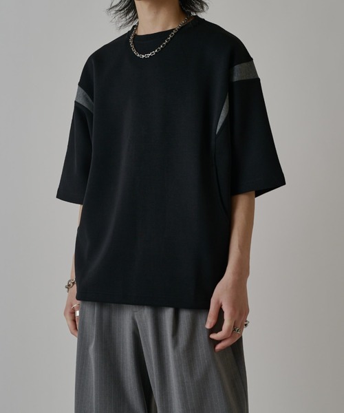 Lui's（ルイス）の「切替ポンチショートスリーブTシャツ（Tシャツ/カットソー・メンズ・ライトグレー/ブラック/ブルー・FREE）」の5枚目の写真