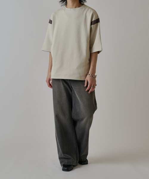 Lui's（ルイス）の「切替ポンチショートスリーブTシャツ（Tシャツ/カットソー・メンズ・ライトグレー/ブラック/ブルー・FREE）」の14枚目の写真