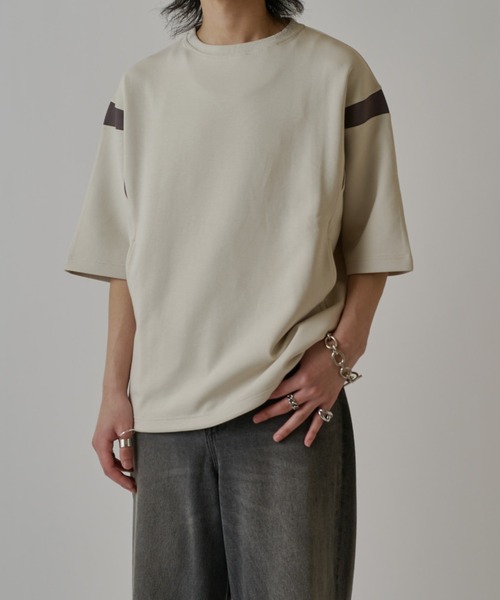 Lui's（ルイス）の「切替ポンチショートスリーブTシャツ（Tシャツ/カットソー・メンズ・ライトグレー/ブラック/ブルー・FREE）」の11枚目の写真