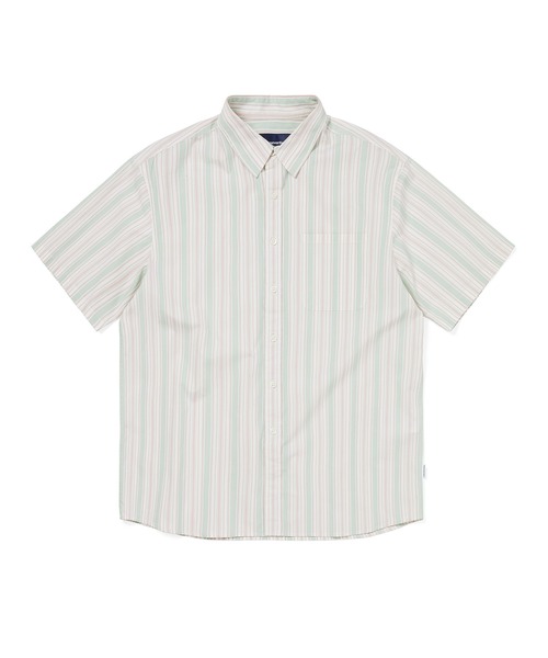 thisisneverthat(ディスイズネバーザット)の「Striped S/S Shirt(シャツ/ブラウス・メンズ・グリーン/ホワイト・L/M/S/XL)」の1枚目の写真