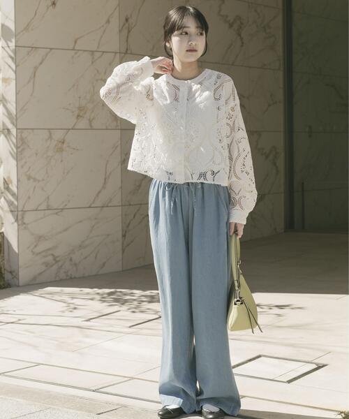 ITEMS URBANRESEARCH（アイテムズ アーバンリサーチ）の「レースクロップドシャツ（シャツ/ブラウス・レディース・ホワイト/ブラック・FREE）」の9枚目の写真