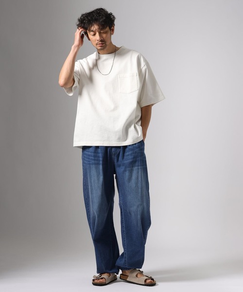 BAYFLOW(ベイフロー)の「【ストレッチ】ソフトデニムカーブパンツ(デニムパンツ・メンズ・ダークブルー/ブルー・MEDIUM/LARGE)」の3枚目の写真