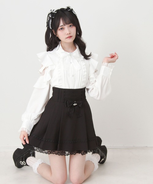 DearMyLove(ディアマイラブ)の「3wayレース重ねフリルビジューブラウス(シャツ/ブラウス・レディース・ブルーグレー/ホワイト・3L/LARGE/MEDIUM)」の6枚目の写真