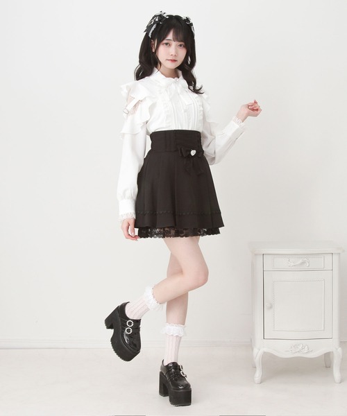 DearMyLove(ディアマイラブ)の「3wayレース重ねフリルビジューブラウス(シャツ/ブラウス・レディース・ブルーグレー/ホワイト・3L/LARGE/MEDIUM)」の7枚目の写真
