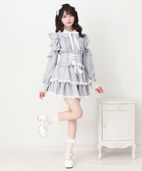 DearMyLove(ディアマイラブ)の「3wayレース重ねフリルビジューブラウス(シャツ/ブラウス・レディース・ブルーグレー/ホワイト・3L/LARGE/MEDIUM)」の10枚目の写真