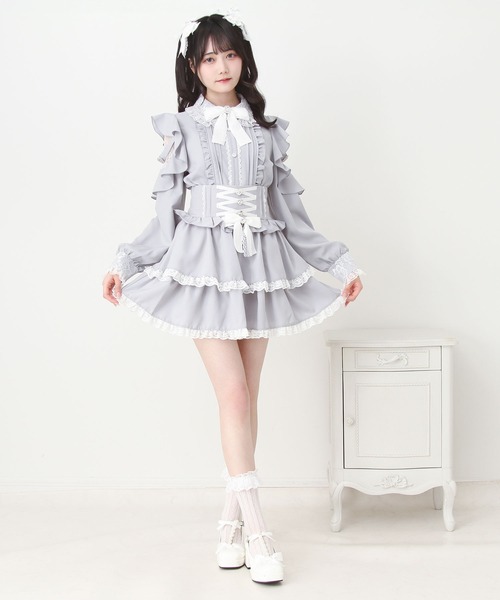 DearMyLove(ディアマイラブ)の「3wayレース重ねフリルビジューブラウス(シャツ/ブラウス・レディース・ブルーグレー/ホワイト・3L/LARGE/MEDIUM)」の14枚目の写真