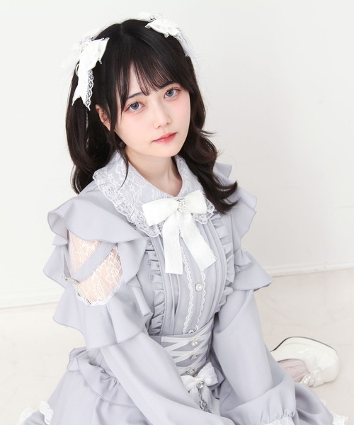 DearMyLove(ディアマイラブ)の「3wayレース重ねフリルビジューブラウス(シャツ/ブラウス・レディース・ブルーグレー/ホワイト・3L/LARGE/MEDIUM)」の15枚目の写真
