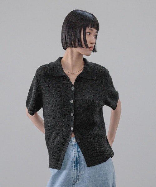 LOWRYS FARM（ローリーズファーム）の「メランジニットポロカーディガン５Ｓ　660506（Tシャツ/カットソー・レディース・グレー/ブラック/ベージュ・FREE）」の18枚目の写真