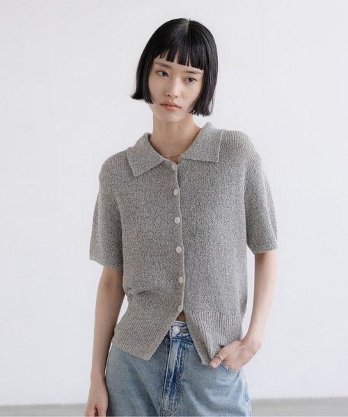 LOWRYS FARM（ローリーズファーム）の「メランジニットポロカーディガン５Ｓ　660506（Tシャツ/カットソー・レディース・グレー/ブラック/ベージュ・FREE）」の21枚目の写真
