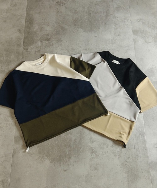 ATELANE（アテレーン）の「ATELANE /パネル切替TEE（Tシャツ/カットソー・メンズ・ホワイト/ブラック・LARGE/X-LARGE/MEDIUM）」の6枚目の写真