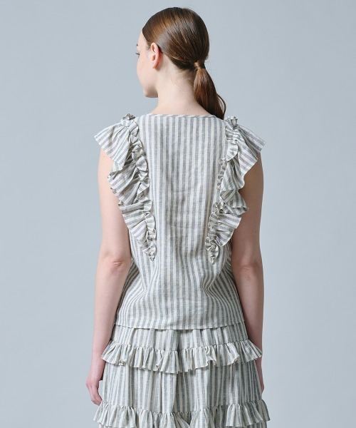 DOUBLE STANDARD CLOTHING(ダブルスタンダードクロージング)の「ストライプフリルブラウス(シャツ/ブラウス・レディース・キナリ・38/36)」の6枚目の写真