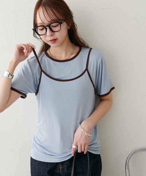 DISCOAT(ディスコート)の「【WEB限定】配色キャミソール×Tシャツセット(Tシャツ/カットソー・レディース・ブラウン/ブルー系その他/アイボリー/グレー・MEDIUM)」の17枚目の写真