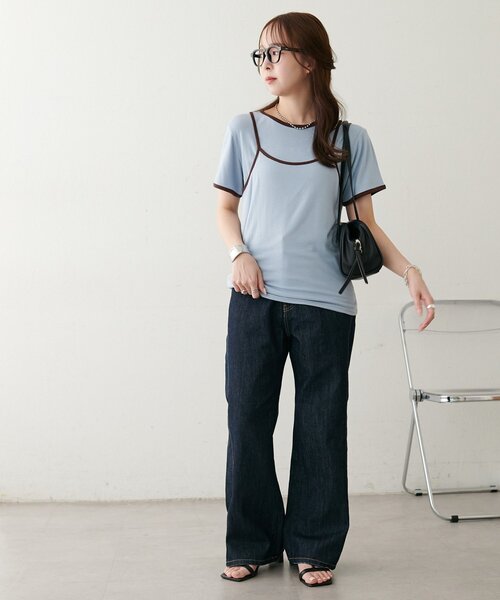 DISCOAT(ディスコート)の「【WEB限定】配色キャミソール×Tシャツセット(Tシャツ/カットソー・レディース・ブラウン/ブルー系その他/アイボリー/グレー・MEDIUM)」の15枚目の写真