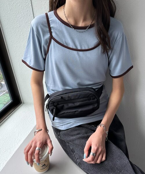 DISCOAT(ディスコート)の「【WEB限定】配色キャミソール×Tシャツセット(Tシャツ/カットソー・レディース・ブラウン/ブルー系その他/アイボリー/グレー・MEDIUM)」の12枚目の写真