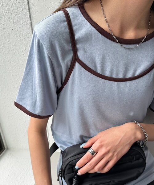 DISCOAT(ディスコート)の「【WEB限定】配色キャミソール×Tシャツセット(Tシャツ/カットソー・レディース・ブラウン/ブルー系その他/アイボリー/グレー・MEDIUM)」の11枚目の写真