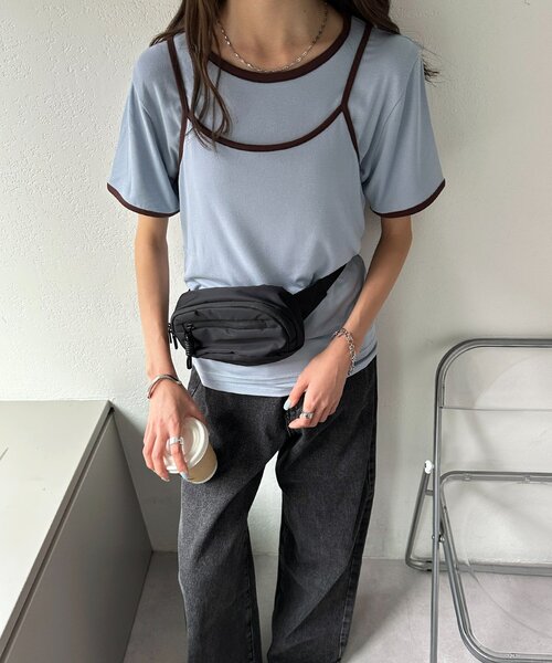 DISCOAT(ディスコート)の「【WEB限定】配色キャミソール×Tシャツセット(Tシャツ/カットソー・レディース・ブラウン/ブルー系その他/アイボリー/グレー・MEDIUM)」の10枚目の写真