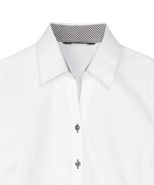 TOKYO SHIRTS(トウキョウシャツ)の「【透け防止】 形態安定ノンアイロン スキッパー 7分袖ビジネスワイシャツ(ビジネスシャツ・レディース・ホワイト・S/M/L/LL/XL)」の4枚目の写真