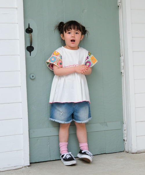 LEPSIM（レプシィム）の「【KIDS】袖クロシェプルオーバーSS　661797（Tシャツ/カットソー・キッズ・ブルー/ナチュラル/チャコールグレー/ネイビー・14/13/12）」の5枚目の写真