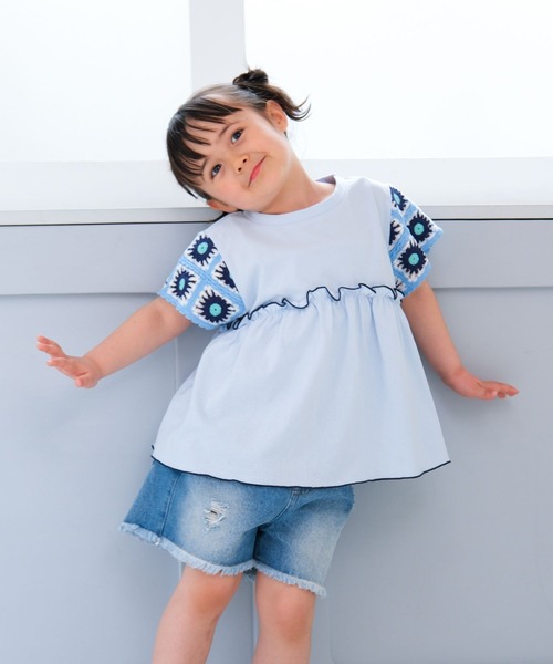 LEPSIM（レプシィム）の「【KIDS】袖クロシェプルオーバーSS　661797（Tシャツ/カットソー・キッズ・ブルー/ナチュラル/チャコールグレー/ネイビー・14/13/12）」の18枚目の写真