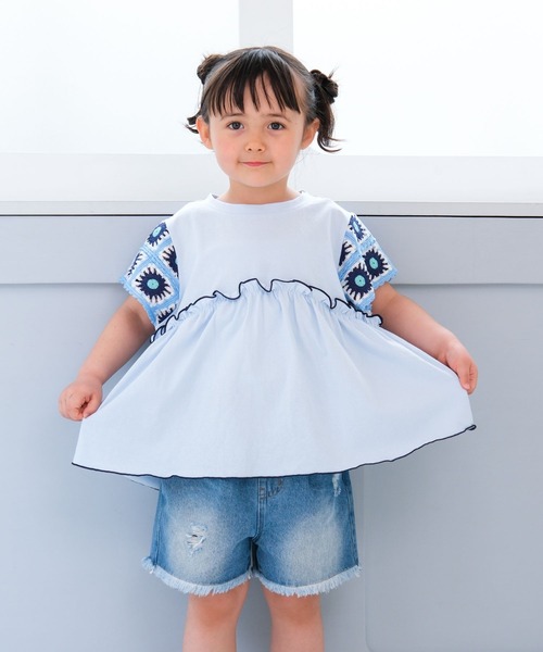 LEPSIM（レプシィム）の「【KIDS】袖クロシェプルオーバーSS　661797（Tシャツ/カットソー・キッズ・ブルー/ナチュラル/チャコールグレー/ネイビー・14/13/12）」の19枚目の写真