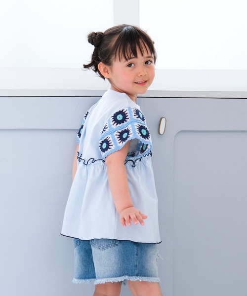 LEPSIM（レプシィム）の「【KIDS】袖クロシェプルオーバーSS　661797（Tシャツ/カットソー・キッズ・ブルー/ナチュラル/チャコールグレー/ネイビー・14/13/12）」の20枚目の写真