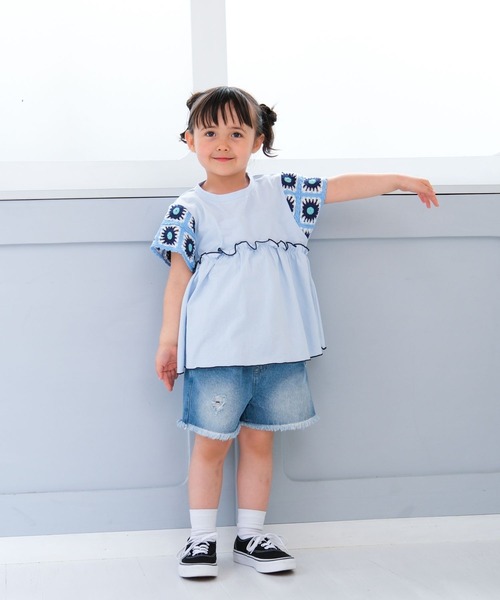 LEPSIM（レプシィム）の「【KIDS】袖クロシェプルオーバーSS　661797（Tシャツ/カットソー・キッズ・ブルー/ナチュラル/チャコールグレー/ネイビー・14/13/12）」の21枚目の写真
