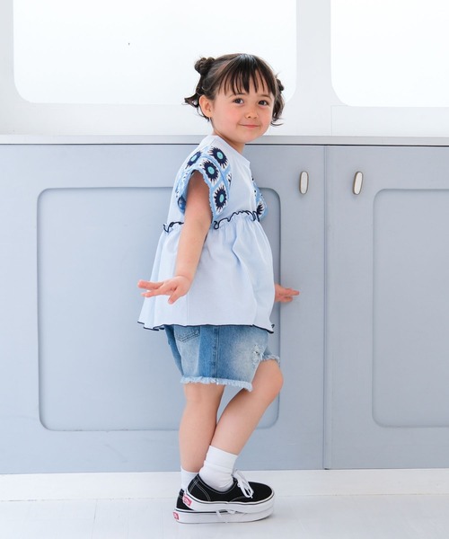 LEPSIM（レプシィム）の「【KIDS】袖クロシェプルオーバーSS　661797（Tシャツ/カットソー・キッズ・ブルー/ナチュラル/チャコールグレー/ネイビー・14/13/12）」の22枚目の写真