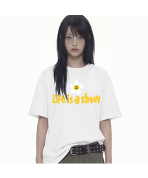 [ユニセックス]テープフラワースマイル半袖Tシャツ_4カラー