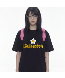 [ユニセックス]テープフラワースマイル半袖Tシャツ_4カラー
