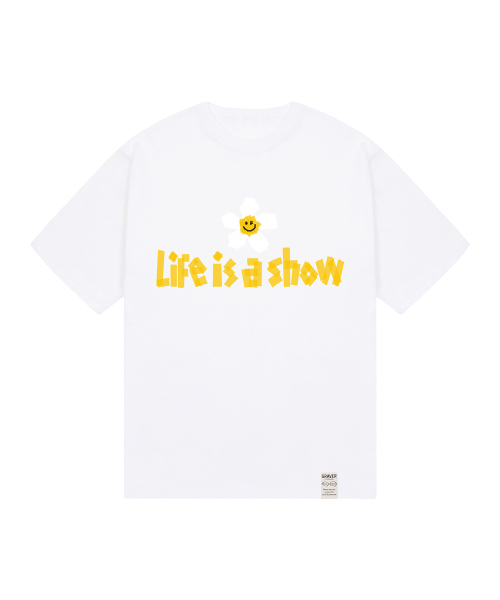 GRAVER（グレーバー）の「[ユニセックス]テープフラワースマイル半袖Tシャツ_4カラー（Tシャツ/カットソー・レディース・ブラック/ホワイト/ライトグレー/ネイビー・SMALL/MEDIUM/LARGE）」の5枚目の写真
