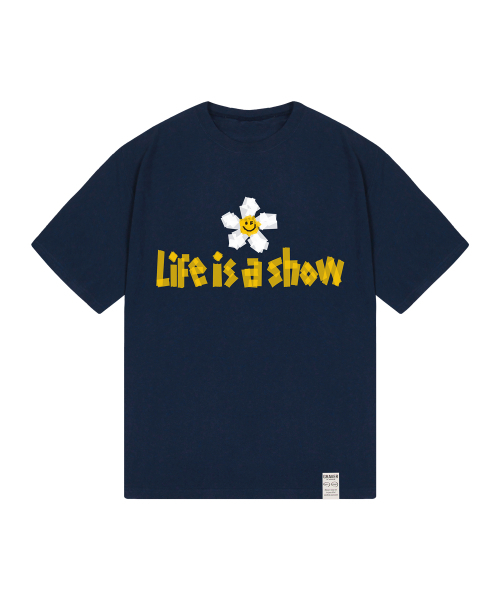 GRAVER（グレーバー）の「[ユニセックス]テープフラワースマイル半袖Tシャツ_4カラー（Tシャツ/カットソー・レディース・ブラック/ホワイト/ライトグレー/ネイビー・SMALL/MEDIUM/LARGE）」の6枚目の写真