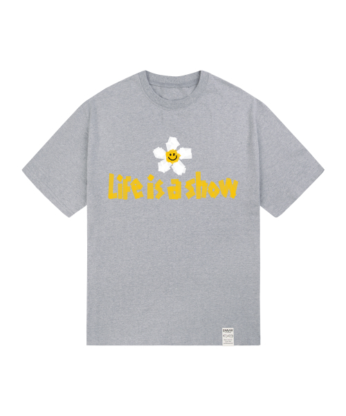 GRAVER（グレーバー）の「[ユニセックス]テープフラワースマイル半袖Tシャツ_4カラー（Tシャツ/カットソー・レディース・ブラック/ホワイト/ライトグレー/ネイビー・SMALL/MEDIUM/LARGE）」の7枚目の写真
