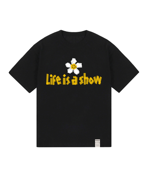 GRAVER（グレーバー）の「[ユニセックス]テープフラワースマイル半袖Tシャツ_4カラー（Tシャツ/カットソー・レディース・ブラック/ホワイト/ライトグレー/ネイビー・SMALL/MEDIUM/LARGE）」の8枚目の写真