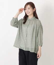 先染めワッシャーブラウス