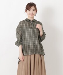 先染めワッシャーブラウス