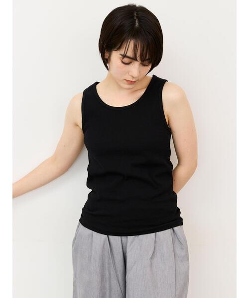 Samansa Mos2（サマンサ モスモス）の「リブテレコタンクトップ（Tシャツ/カットソー・レディース・オフホワイト/グレー系その他/ブラック・F）」の5枚目の写真