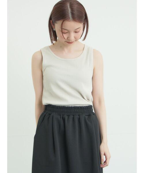 Samansa Mos2（サマンサ モスモス）の「リブテレコタンクトップ（Tシャツ/カットソー・レディース・オフホワイト/グレー系その他/ブラック・F）」の6枚目の写真