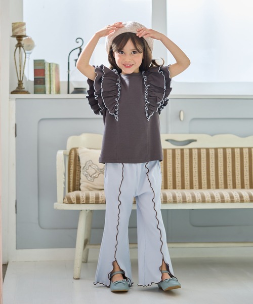 Piet（ピエット）の「肩フリルTシャツ（Tシャツ/カットソー・キッズ・オフホワイト/チャコールグレー・120/130/110/100）」の10枚目の写真