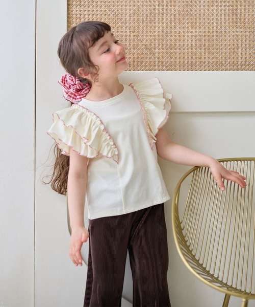 Piet（ピエット）の「肩フリルTシャツ（Tシャツ/カットソー・キッズ・オフホワイト/チャコールグレー・120/130/110/100）」の8枚目の写真