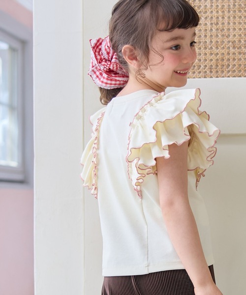 Piet（ピエット）の「肩フリルTシャツ（Tシャツ/カットソー・キッズ・オフホワイト/チャコールグレー・120/130/110/100）」の9枚目の写真