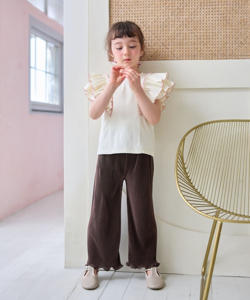 Piet（ピエット）の「肩フリルTシャツ（Tシャツ/カットソー・キッズ・オフホワイト/チャコールグレー・120/130/110/100）」の3枚目の写真