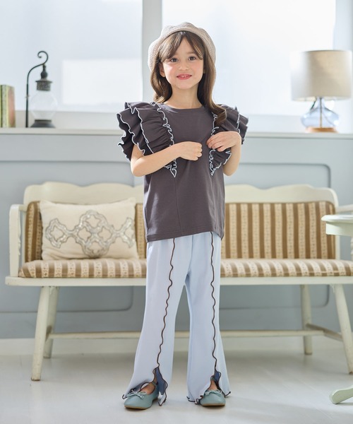Piet（ピエット）の「肩フリルTシャツ（Tシャツ/カットソー・キッズ・オフホワイト/チャコールグレー・120/130/110/100）」の13枚目の写真